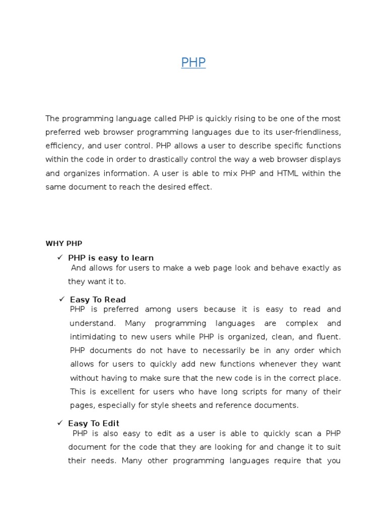 PHP Is Easy To Learn | PDF | Php | Scripting Language