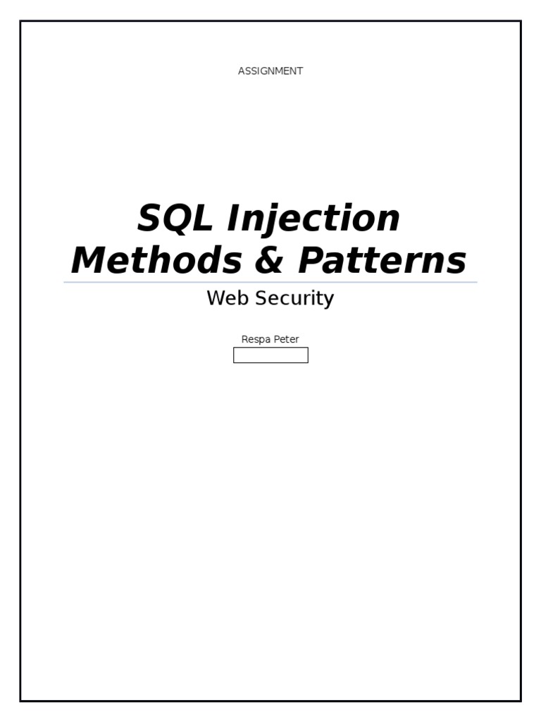 SQL Injection Methods & Patterns Web Security PDF Sql Databases
