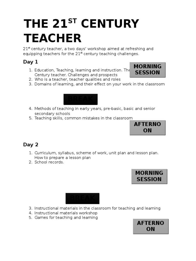 21st Century Teacher Workshop Overview | PDF | Wellness