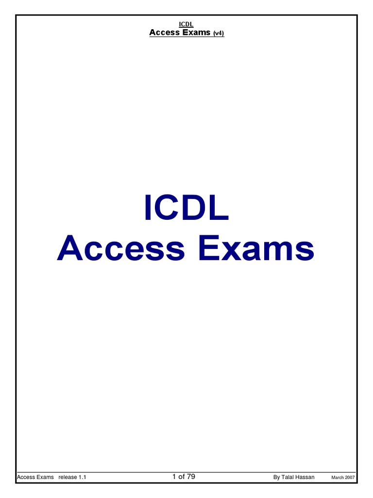 ICDL Access Exams Guide v4 | PDF | Relational Database | System Software
