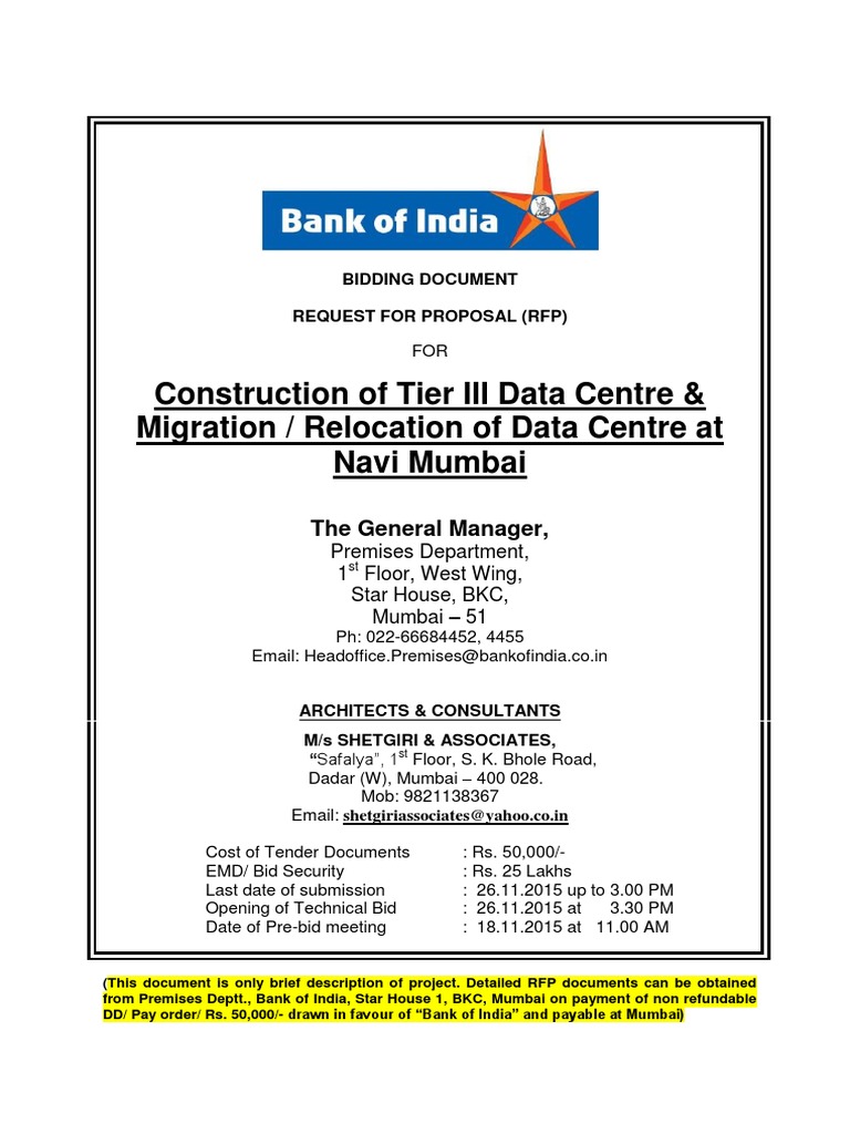 RFP for Tier III Data Centre Relocation | PDF | Data Center ...