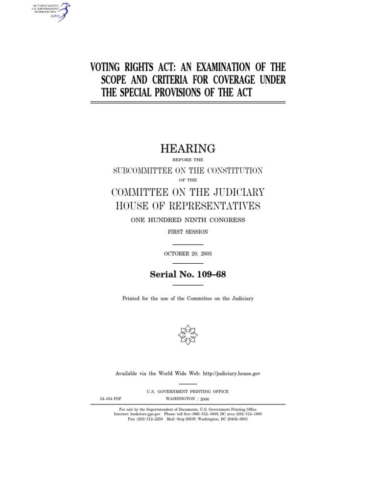 Voting Rights Act: An Examination of The Scope and Criteria For ...