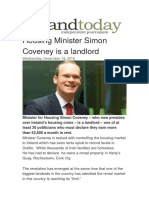 DONT TRUST THIS FG MINISTER, TRAITOR of The Housing Minister Simon Coveney Is A Landlord and He Is A Liar, Devious and Evil and Commodity Landlord Who Would Sell His Own Moother Out