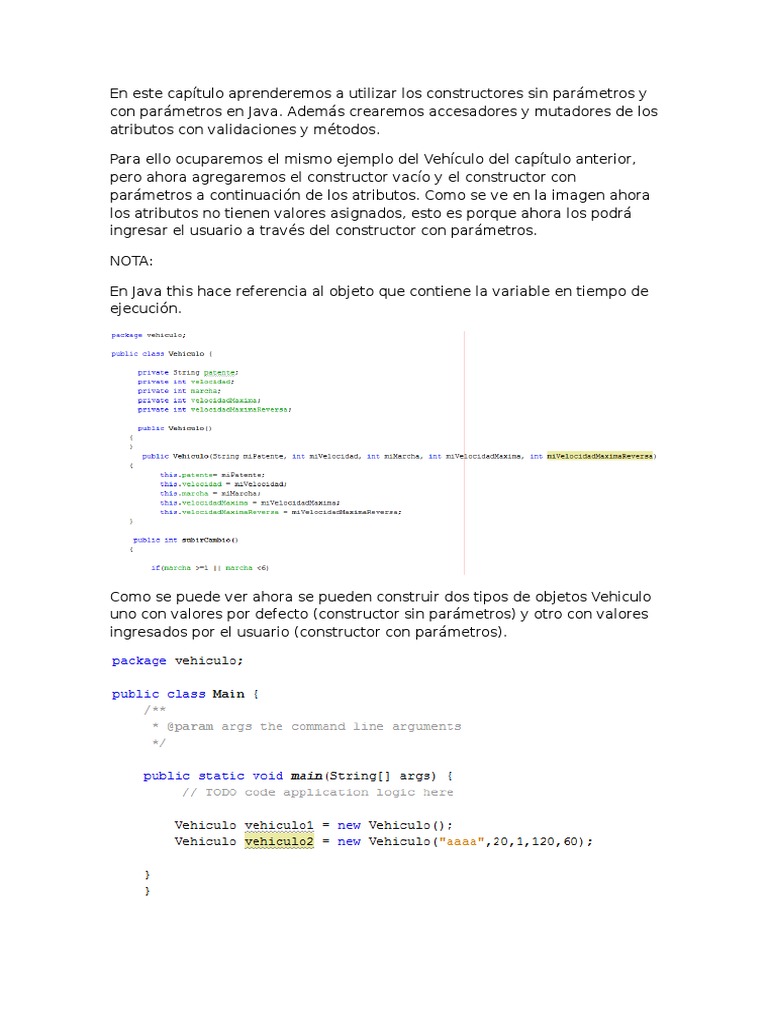 Constructores y Accesores en Java | PDF | Java (lenguaje de ...