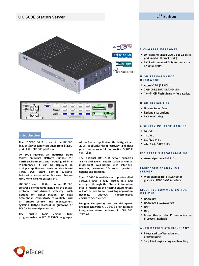 UC-500E Station Server Overview | PDF | Scada | Electromagnetic ...
