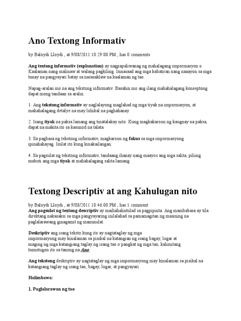 Ano Textong Informativ | PDF