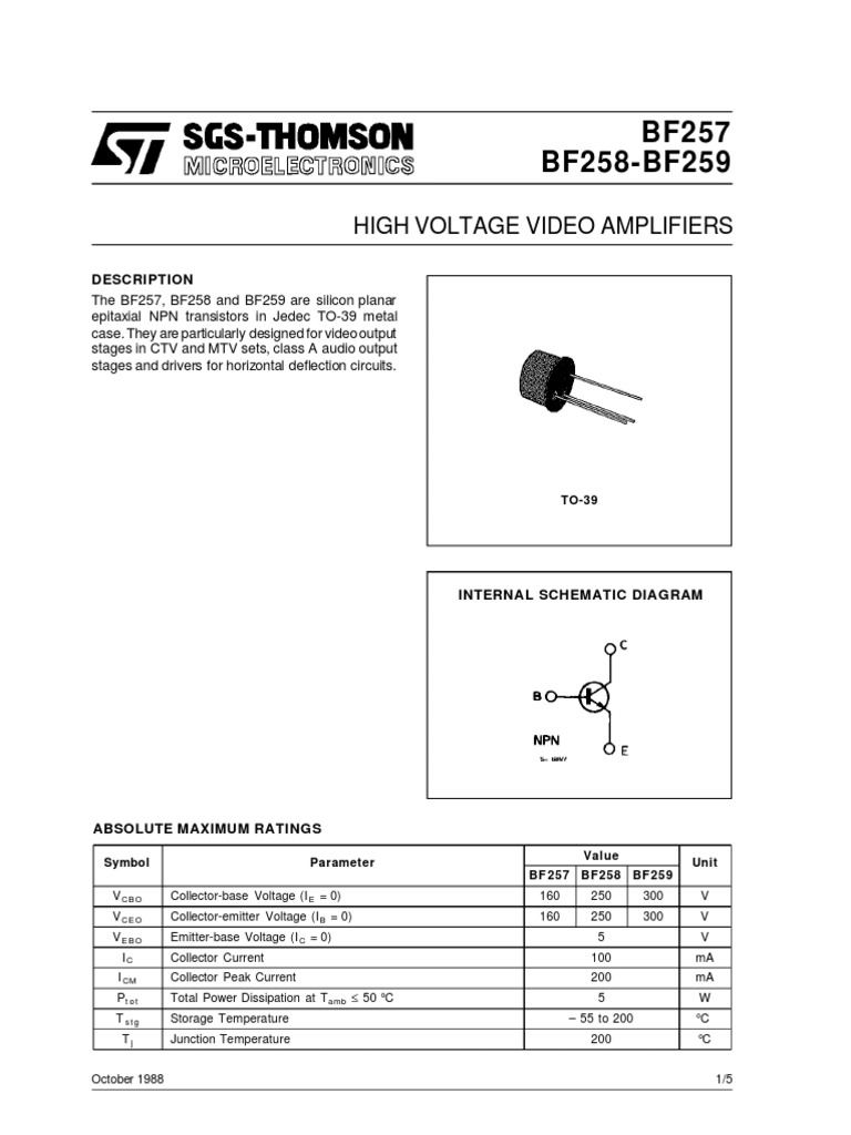 BF257,258,259 | Descargar gratis PDF | Amplifier | Electronic Engineering