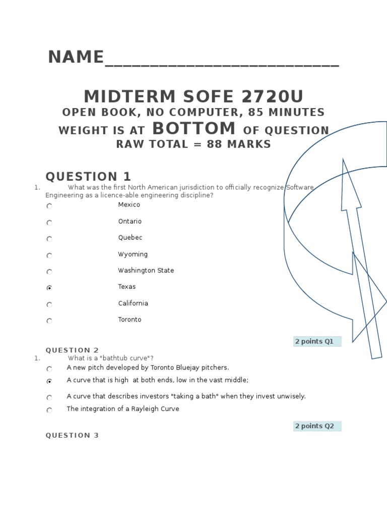 Software Engineering Midterm Exam Questions | PDF | International ...