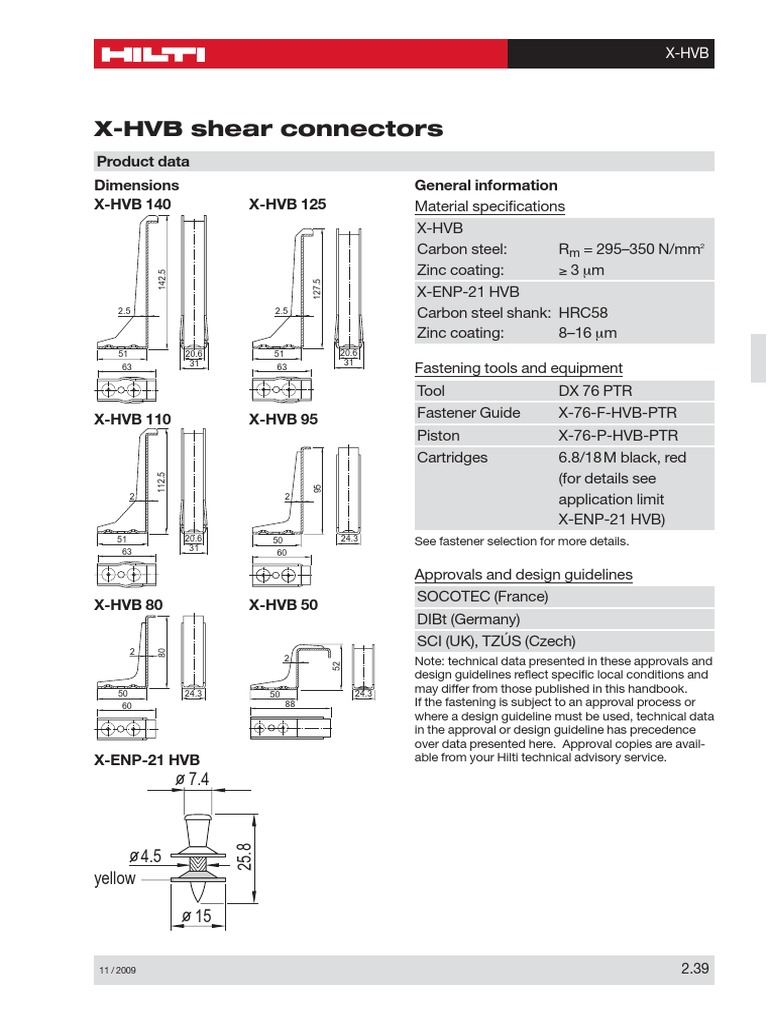 03 Hilti Shear Connectors XHVB PDF Beam (Structure) Bending