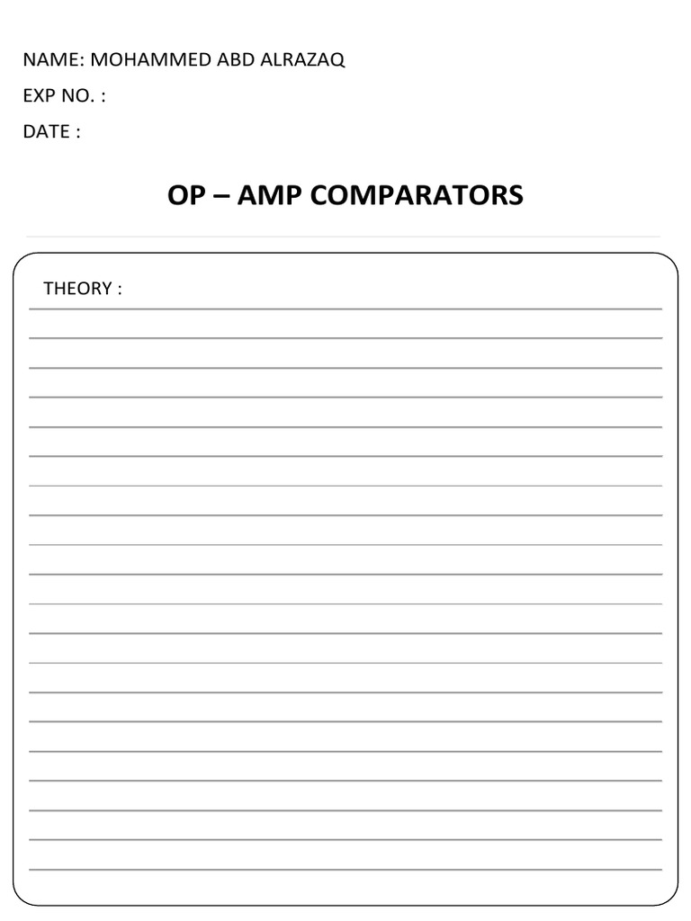 Op - Amp Comparators: Name: Mohammed Abd Alrazaq Exp No.: Date | PDF