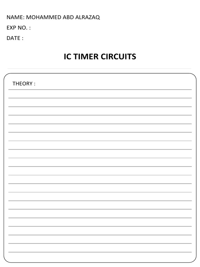 Ic timer circuits name mohammed abd alrazaq exp no date pdf