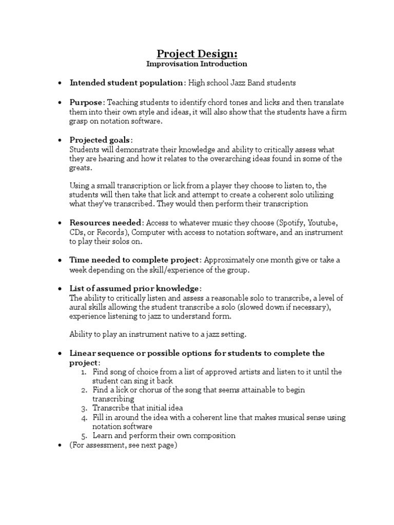 Jazz Improvisation Project Guide | PDF | Communication | Cognition