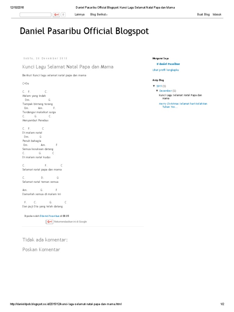 Kunci Lagu Selamat Natal Papa Mama Pdf
