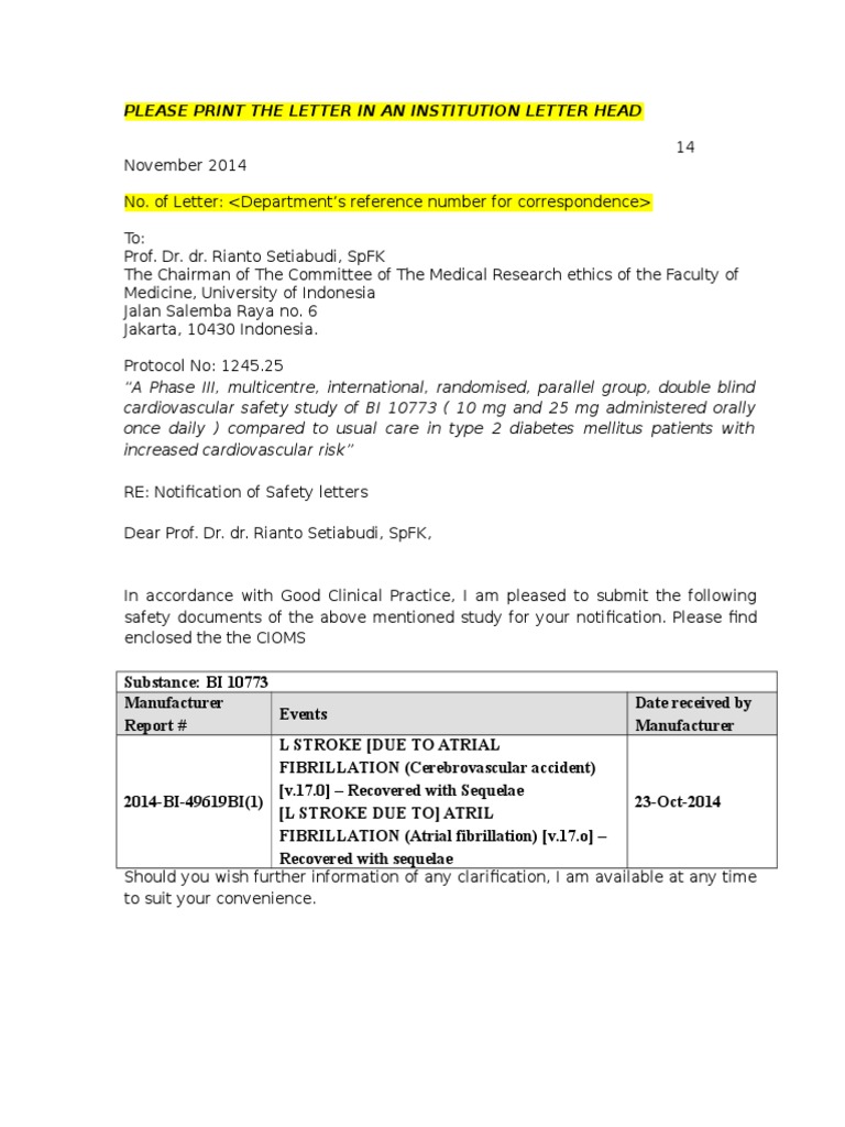 BI - Cover Letter Template For EC Submission - Sent 11 Nov 2014 | PDF ...