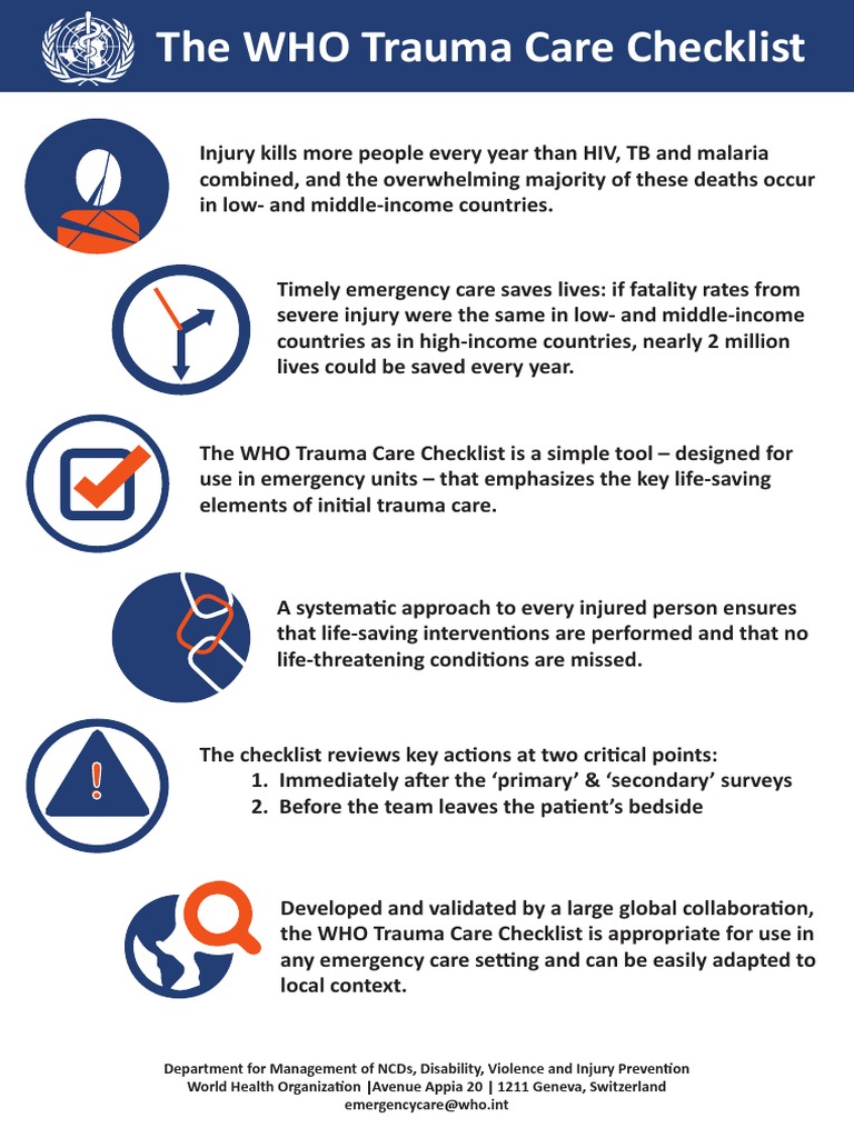 WHO Trauma Care Checklist Overview | PDF | Science & Mathematics