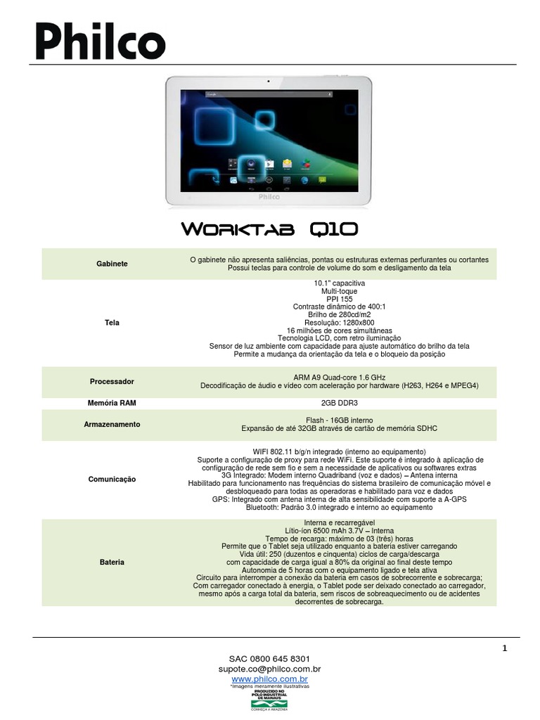 Tablet Philco Worktab Q10 Wifi HDMI