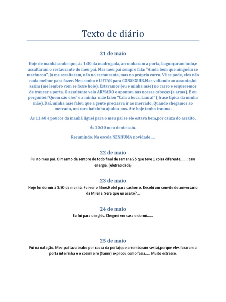 Texto de diário