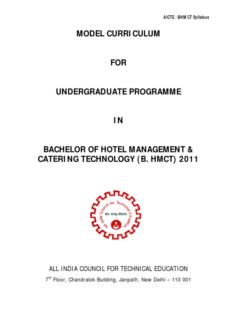 Aicte Model Syllabus Hotel Management 4 Year Operating System Computer Network
