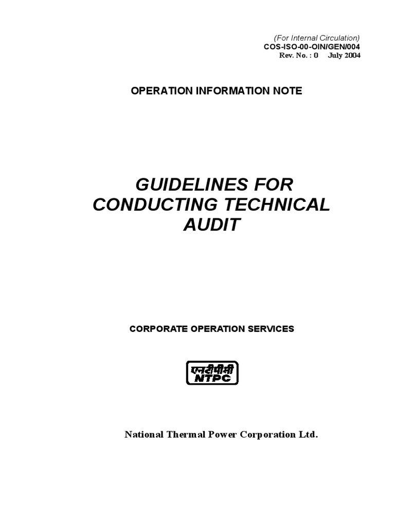 Technical Audit Guidelines for NTPC | PDF | Boiler | Audit