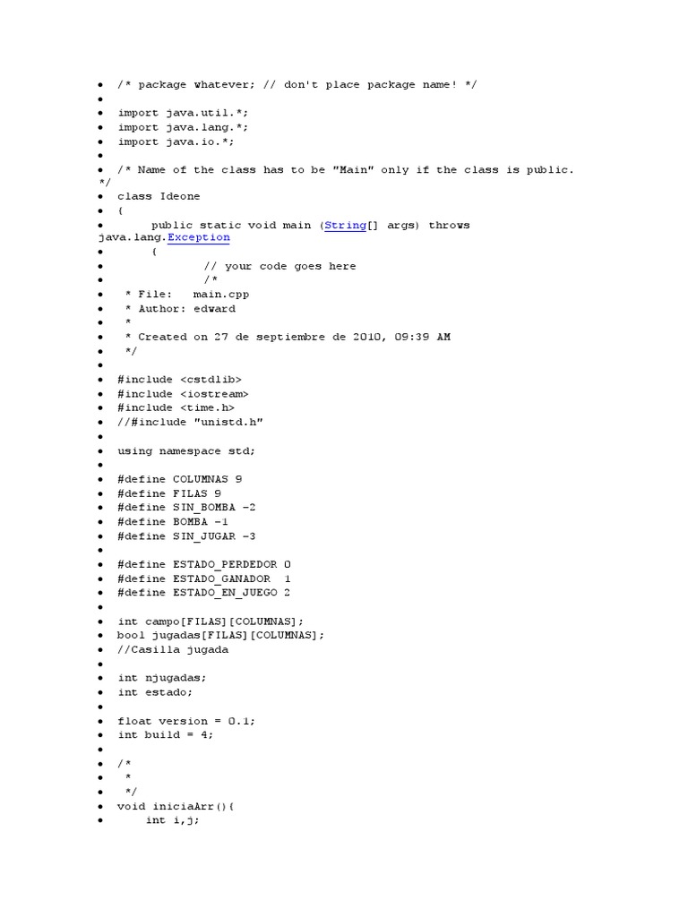Implementación de Buscaminas en C++ | PDF | Informática y tecnología de ...