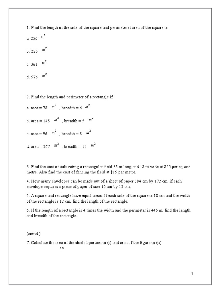 Area and Perimeter | PDF