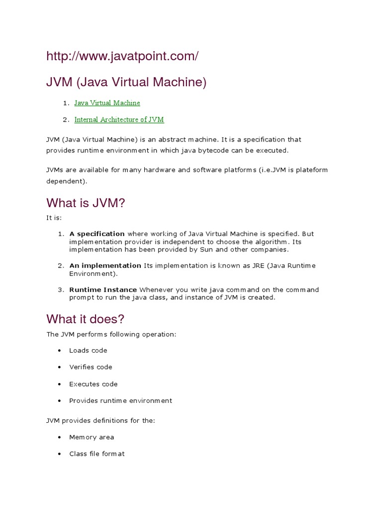 Java Virtual Machine Internal Architecture of JVM | PDF | Inheritance ...