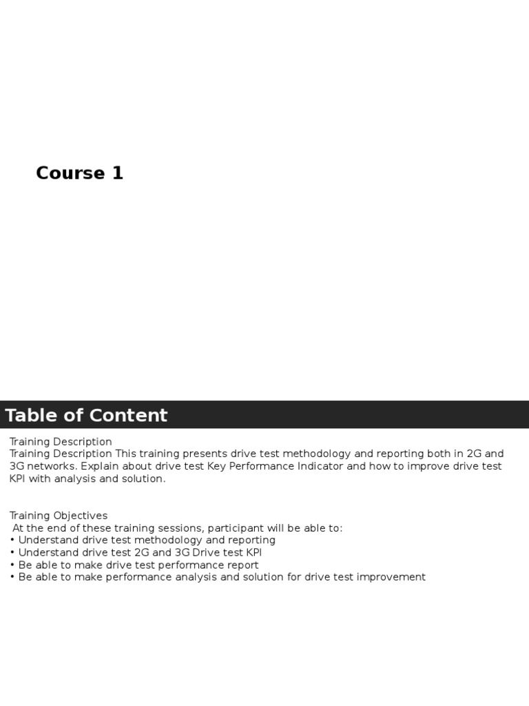 Drive Test Analysis 1 Pdf Lte Telecommunication Broadcasting