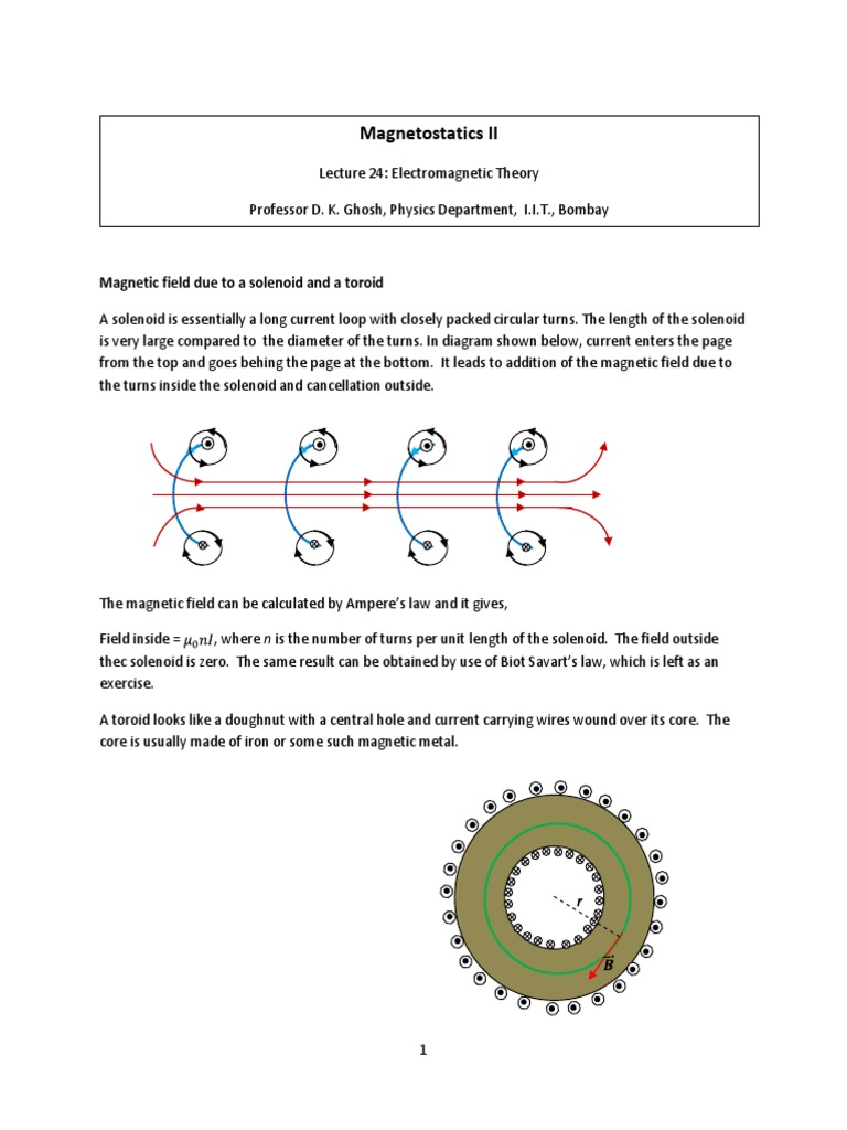 Fields Due to CurrentCarrying Solenoids and Toroids An
