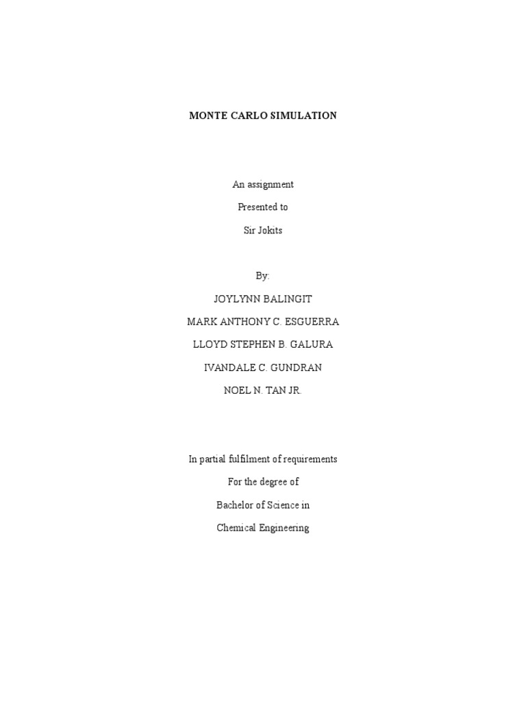 Monte Carlo Simulation Assignment | PDF