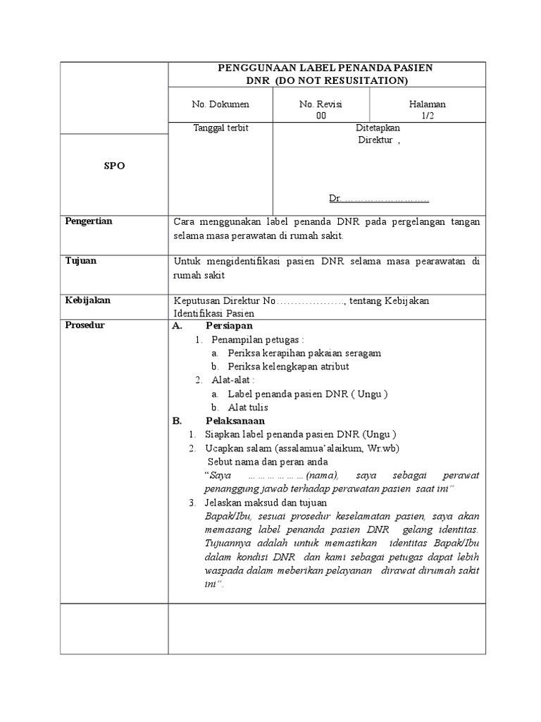Spo Pemasangan Gelang Pasien Dnr Spo Pemasangan Gelang Pasien Dnr