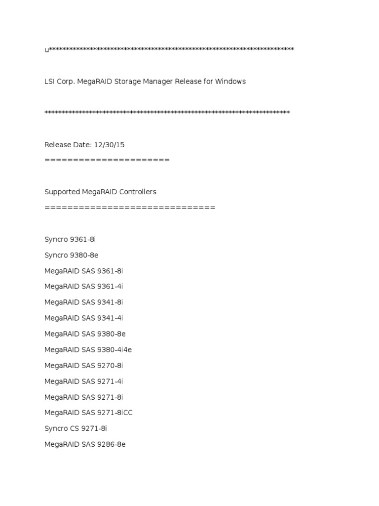 Lsi Raid Controllers PDF Installation Programs) Library