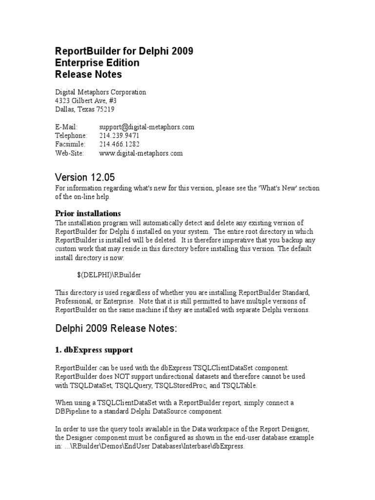 ReportBuilder 12.05 for Delphi 2009 Release | PDF | Portable Document ...