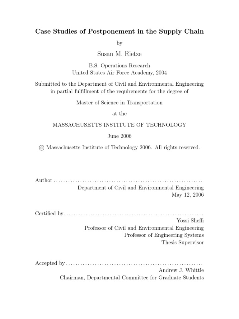 Case Studies of Postponement in The Supply Chain | PDF | Offshoring ...