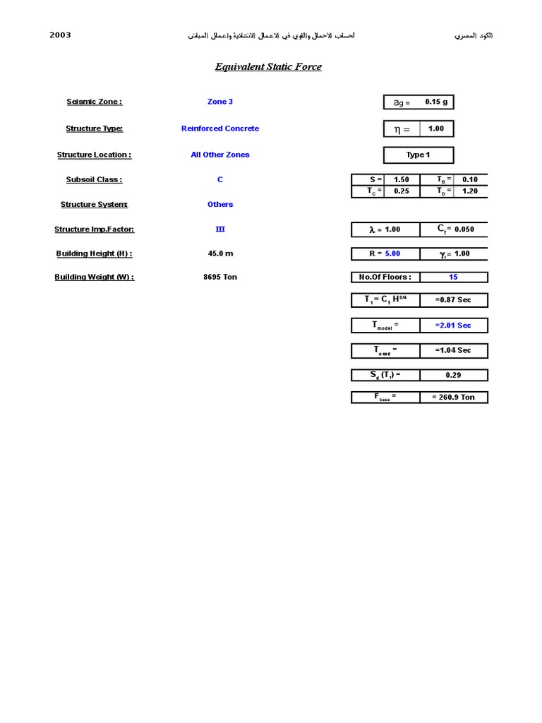 Egyptian Code for Seismic Forces | PDF | Teaching Methods & Materials ...