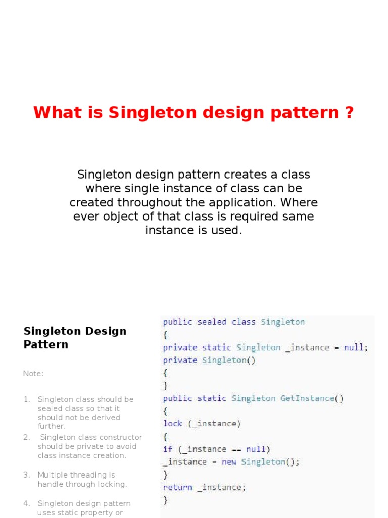 Singleton Design Pattern Explained | PDF