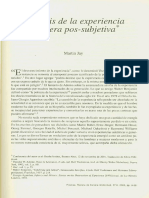 La Crisis de La Experiencia en La Era Postsubjetiva