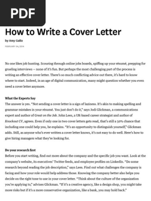 How to Write a Cover Letter