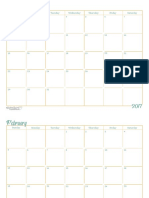 2017 Calendar Full Size Single Page Per Month PDF