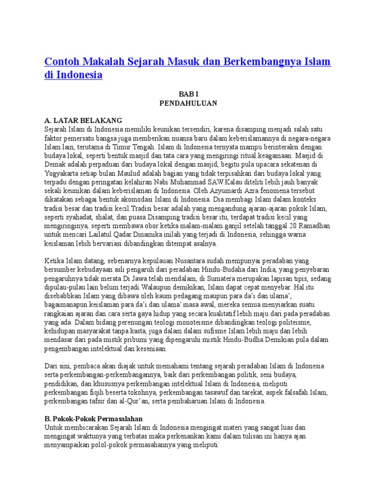 Contoh Makalah Sejarah Islam Di Indonesia Seputar Sejarah