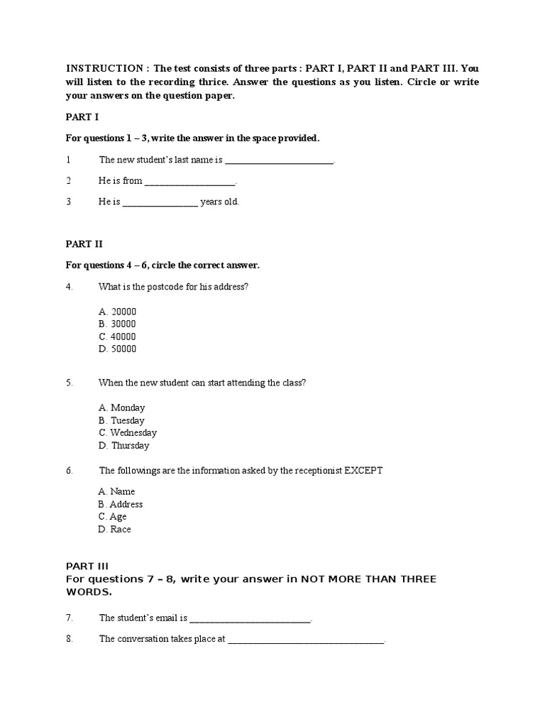 For Questions 1 - 3, Write The Answer in The Space Provided | PDF