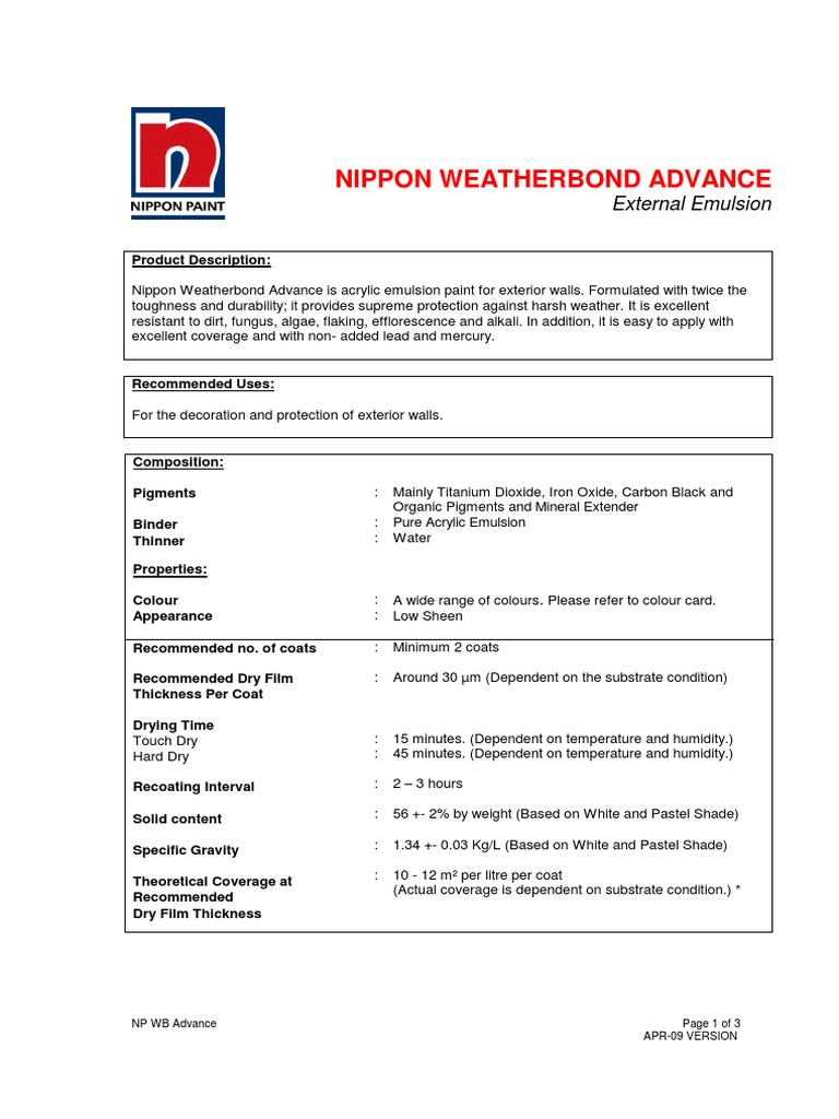 Weatherbond Advance PDF Paint Manmade Materials