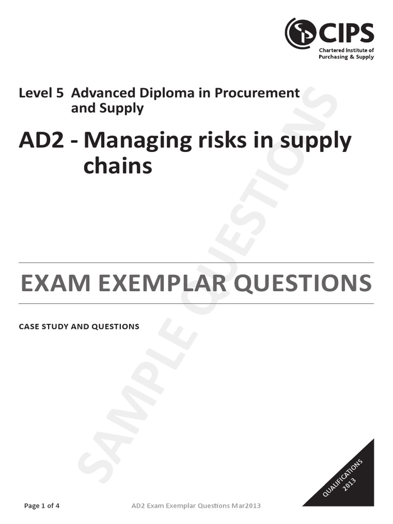 AD2 - Managing Risks in Supply Chains - Case Study and Questions | PDF ...