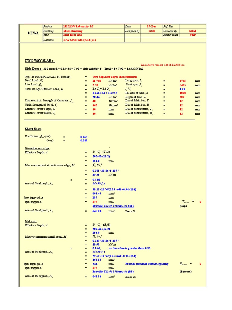 First Floor Slab Design Details | PDF