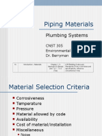 Piping Materials for Plumbing Systems