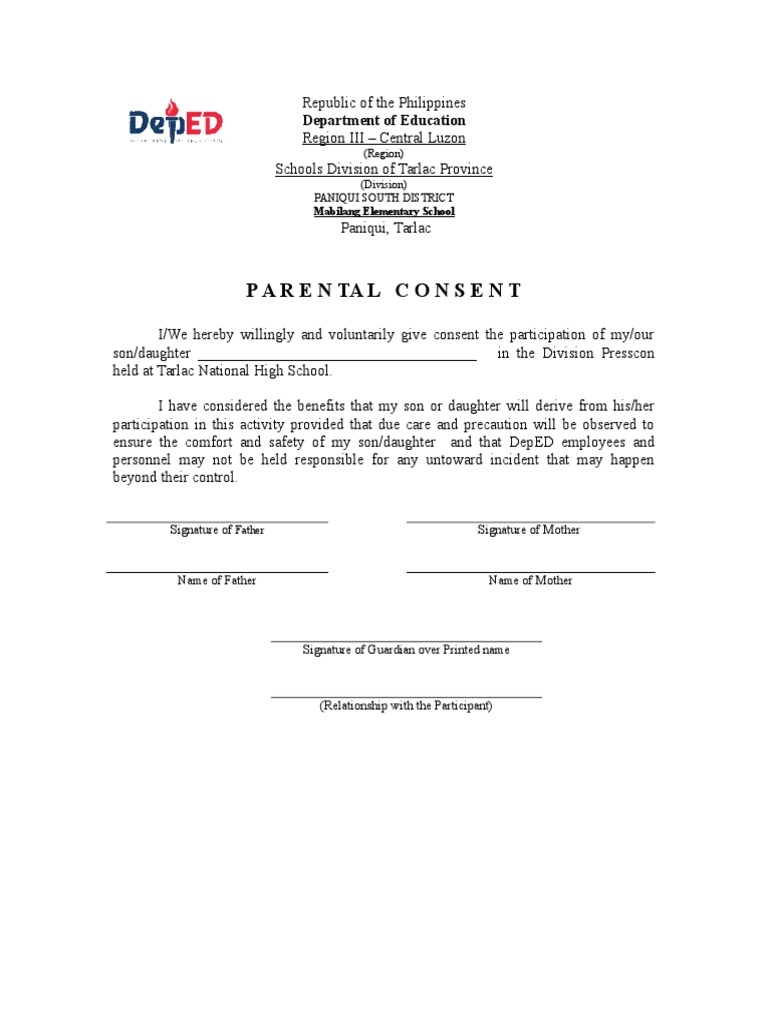 Parent Consent for Press Conference | PDF