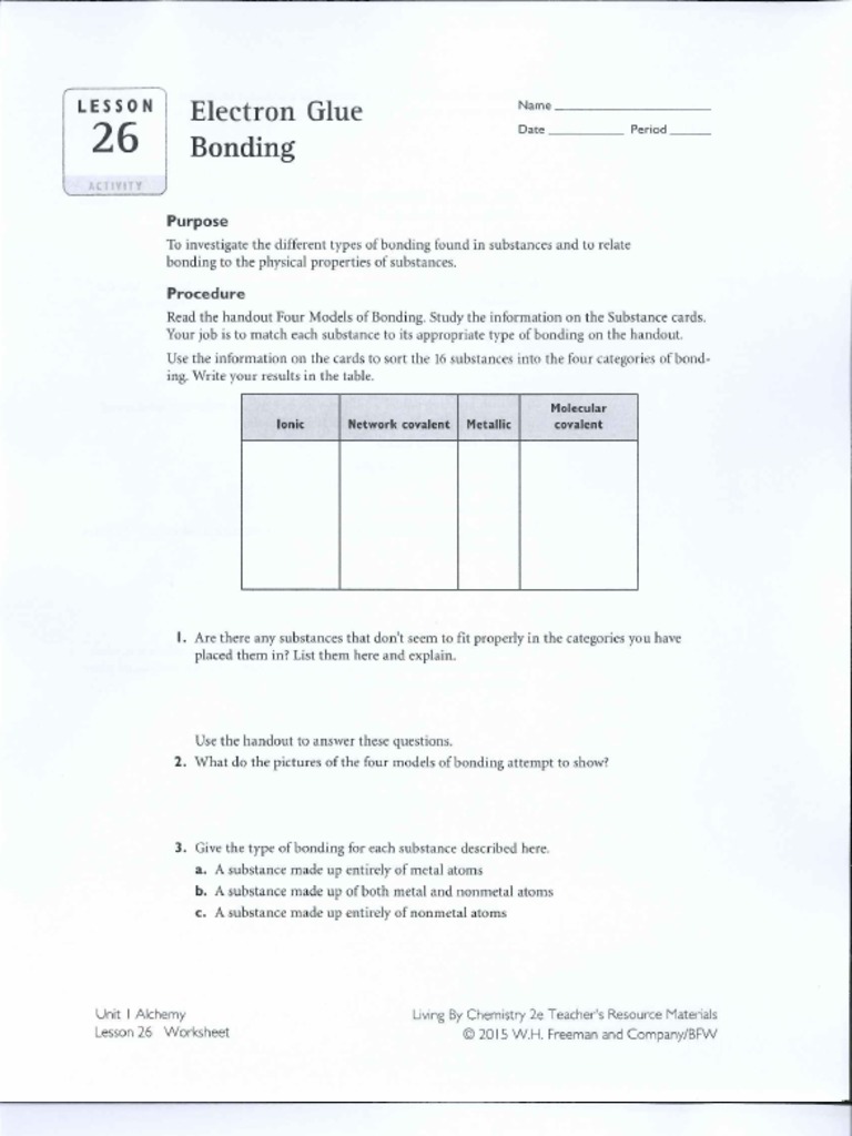 Lesson 26 Activity Electron Glue Bonding 1