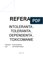 REFERAT Intoleranta - Toleranta - Dependenta-Toxicomanie