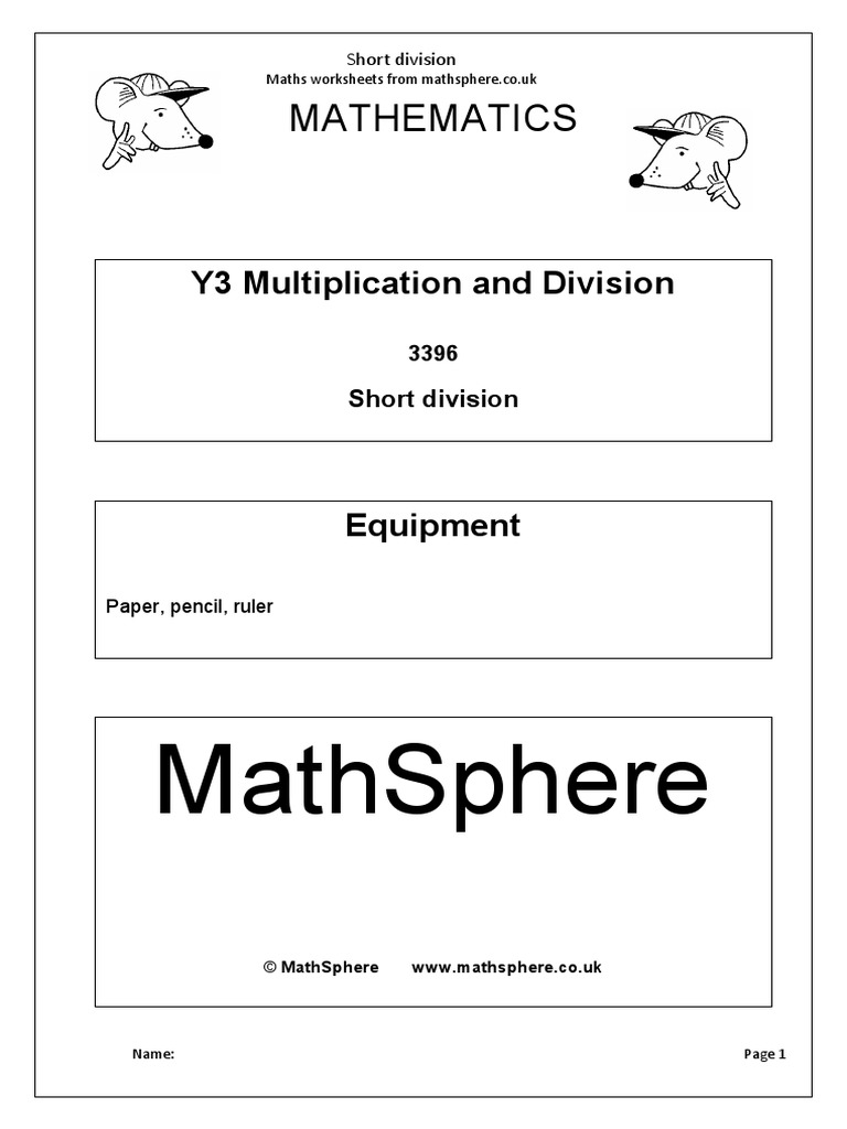 Worksheets Short Division Worksheets year 3 2 short division 1
