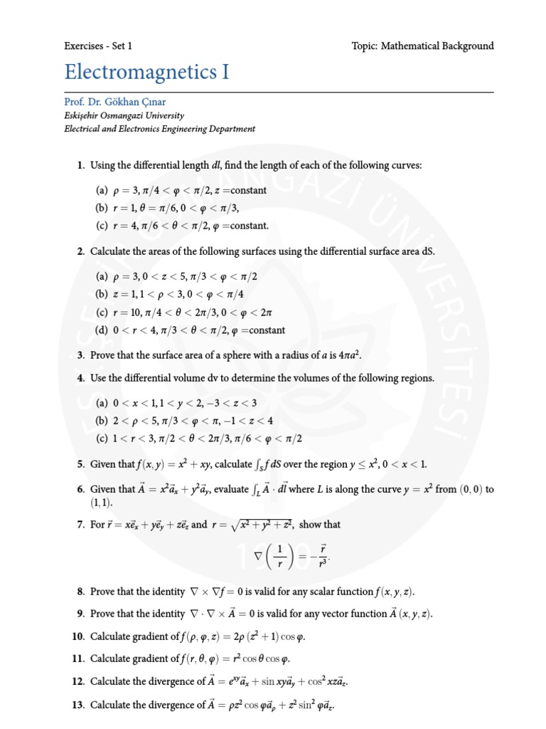 Mathematical Exercises in Electromagnetics | PDF
