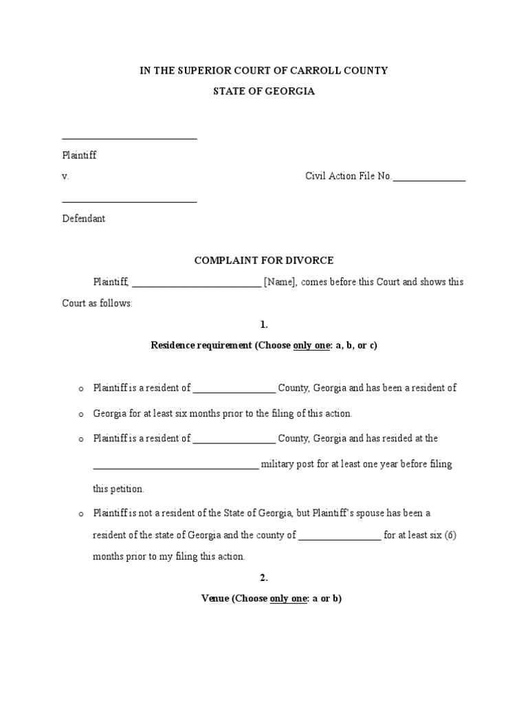 In The Superior Court of Carroll County State of Georgia | Download ...